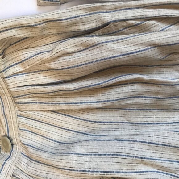 Dior Vintage 80s Linen Striped Loose Fit High Waist Pants Straight Leg Neutral - Picture 16 of 16